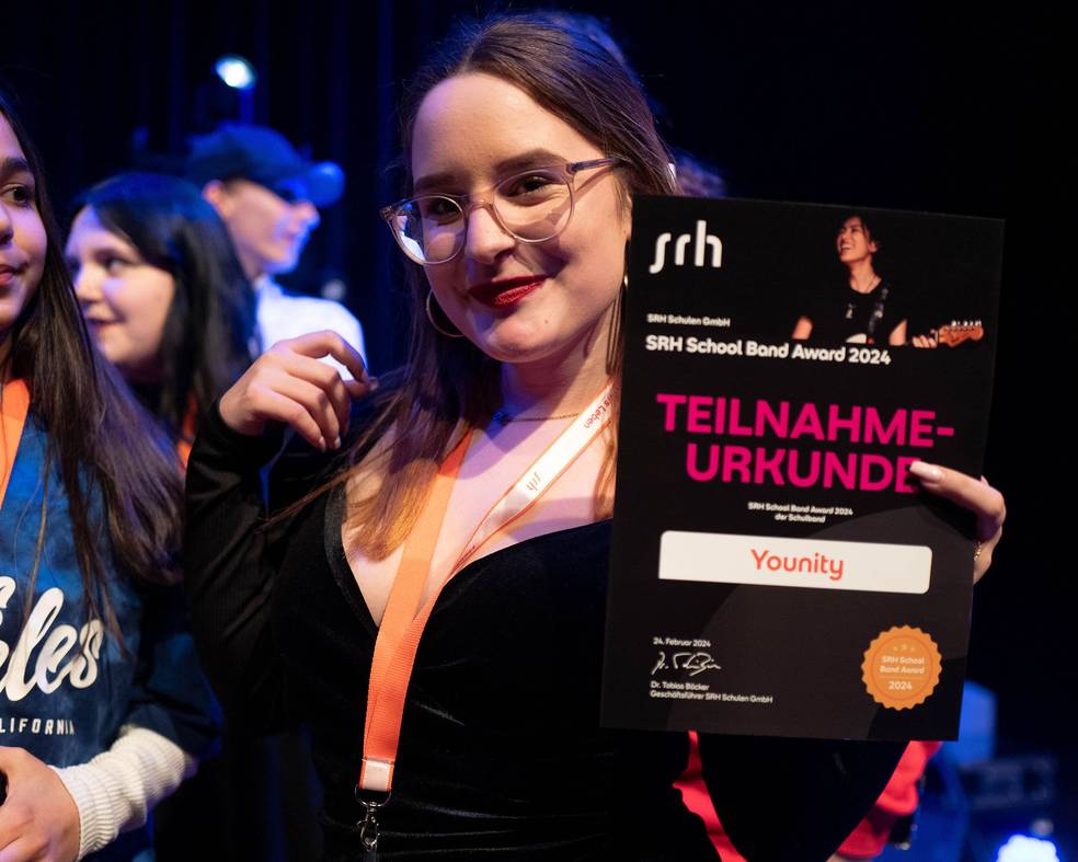 Die Band Younity erhielt den Förderpreis der Geschäftsführung des SRH School Band Awards 2024