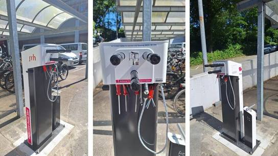 Neuer RadService-Punkt am Haupteingang bietet weiteres Serviceangebot am SRH Bildungscampus Neckargemünd